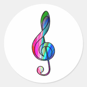 Treble clef note i färg_ runt klistermärke
