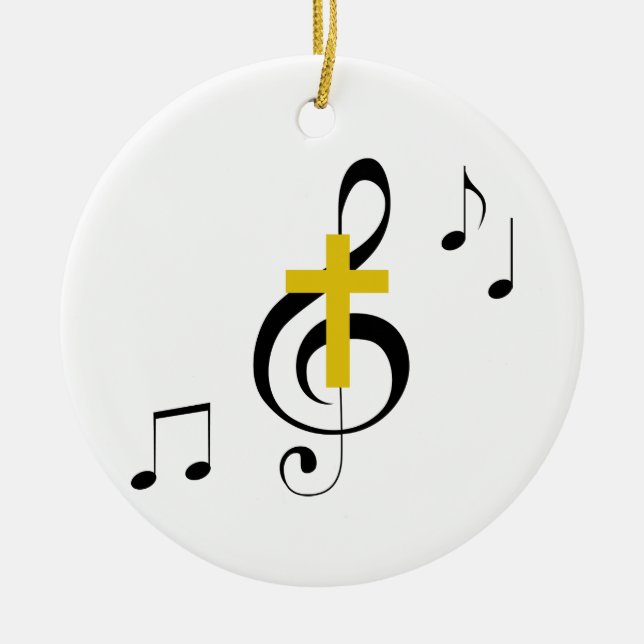 Treble Clef och Kor Julgransprydnad Keramik (Framsidan)