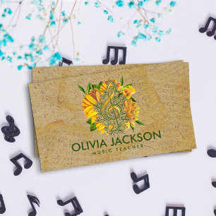 Treble Clef on Gula blommor Vintage Notes Visitkort