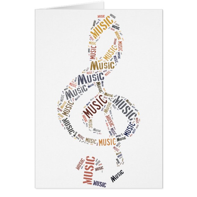 Treble Clef Ord Art Hälsningskort (Framsidan)
