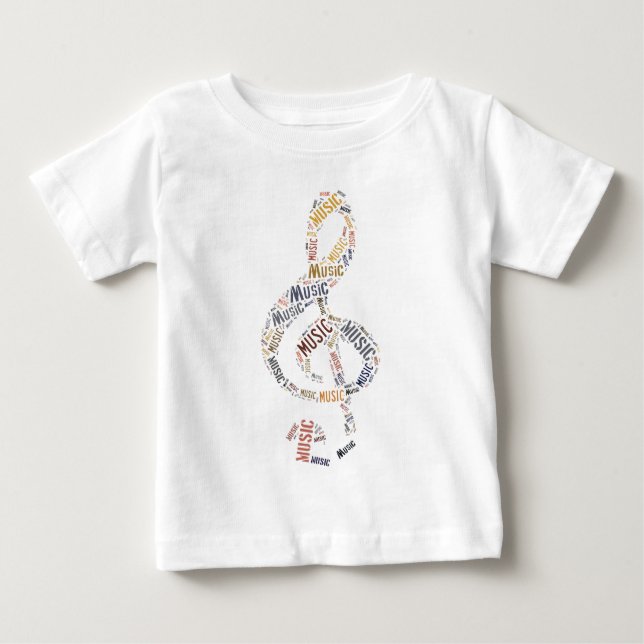 Treble Clef Ord Art T-shirt (Framsida)