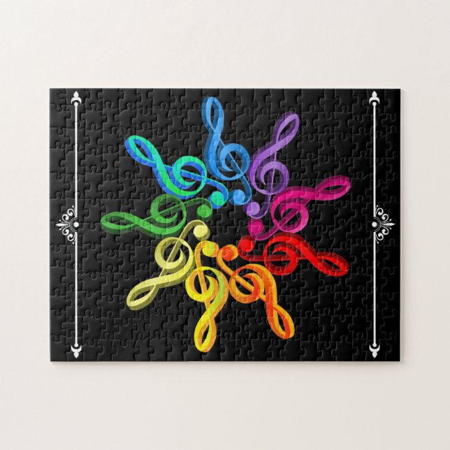 Treble Clef Rainbow Circle with Gräns Flourations Pussel (Horisontell)