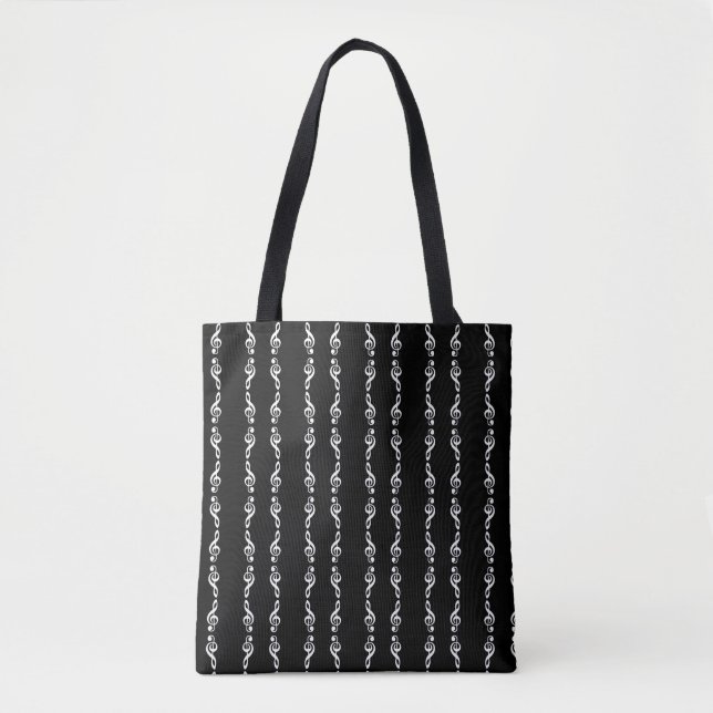 Treble Clef Rand Musical Tote Bag Tygkasse (Framsida)