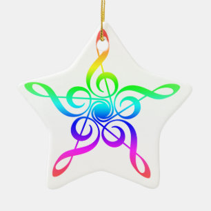 Treble Clef Star Musician Julgransprydnad Keramik