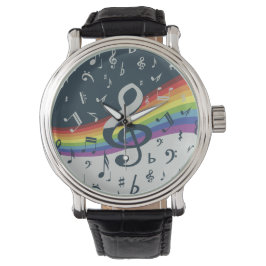 Treble Clef Wave Rainbow Färg Armbandsur