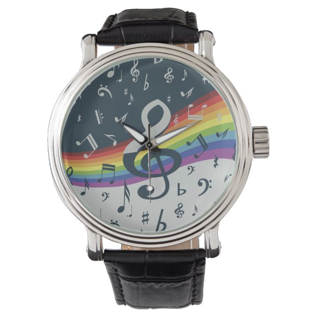 Treble Clef Wave Rainbow Färg Armbandsur (Framsida)