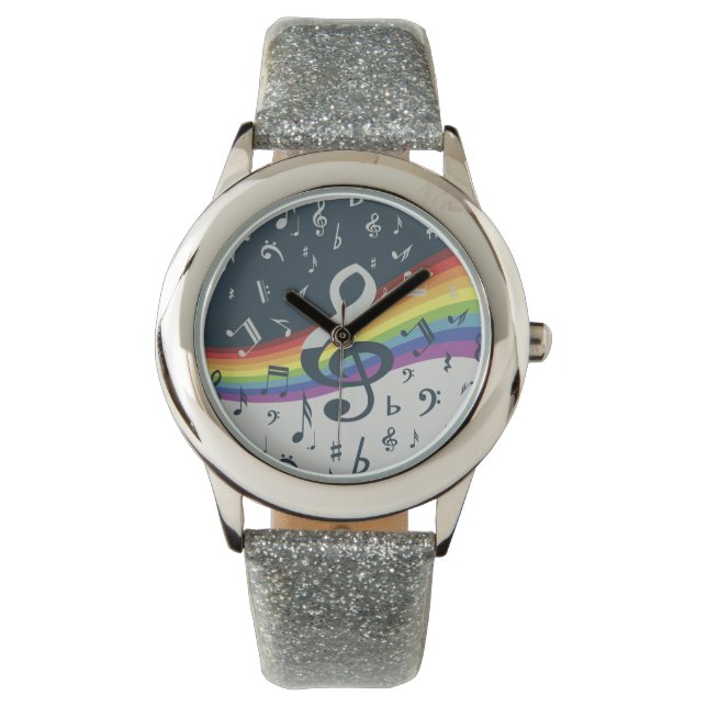 Treble Clef Wave Rainbow Färg Armbandsur (Framsida)