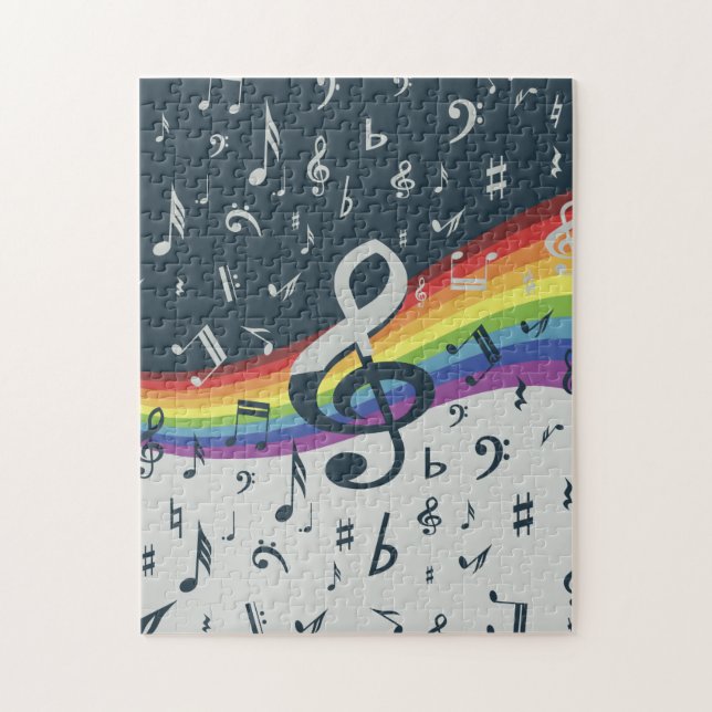 Treble Clef Wave Rainbow Färg Pussel (Vertikal)