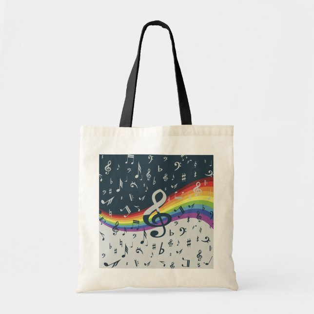 Treble Clef Wave Rainbow Färg Tygkasse (Framsidan)