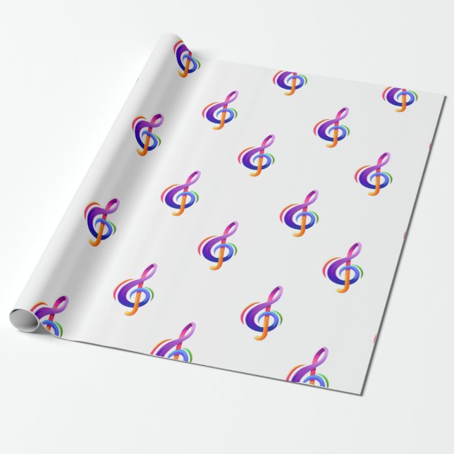 Treble Clef White Presentpapper (Utrullad)
