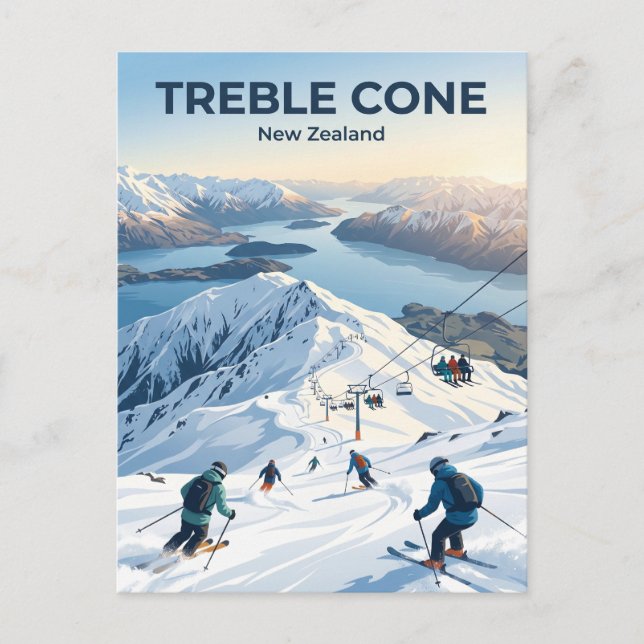 Treble Cone skidområde Nya Zeeland Vykort (Framsida)