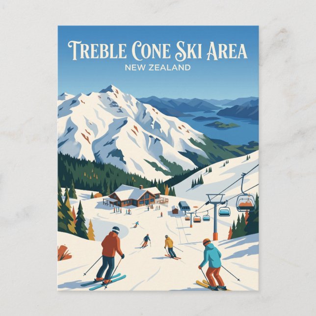 Treble Cone skidområde Nya Zeeland Vykort (Framsida)