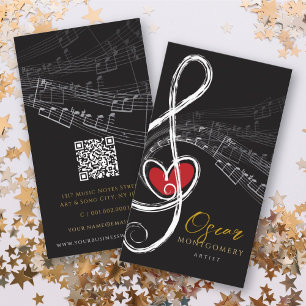 Treble Kärlek Heart Music Musik noter Symphony Visitkort