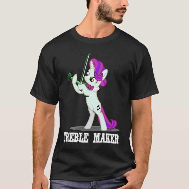 Treble Maker Unicorn Violinist Violin T Shirt (Framsida)