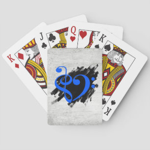 Treble och Bass Clef Musical Heart Royal Blue Casinokort
