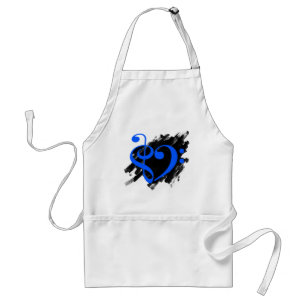 Treble och Bass Clef Musical Heart Royal Blue Förkläde
