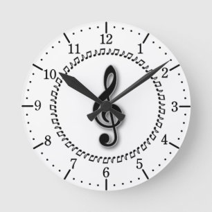 Trebleklavmusik noterar design rund klocka