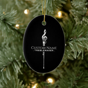 Treblemaker Funny Music Pun Classy Black G-Clef Julgransprydnad Keramik