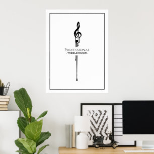 Treblemaker Funny Music Pun White G-Clef Poster