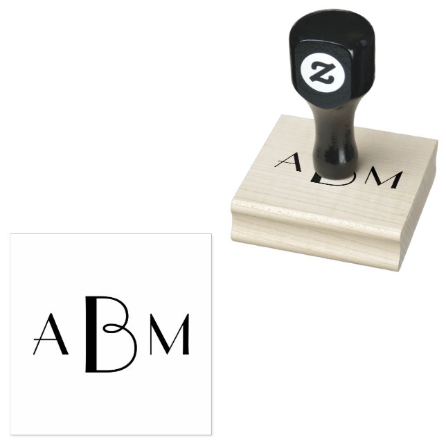 Trebokstavsmonograminitialer Stämpel (Stämplad)