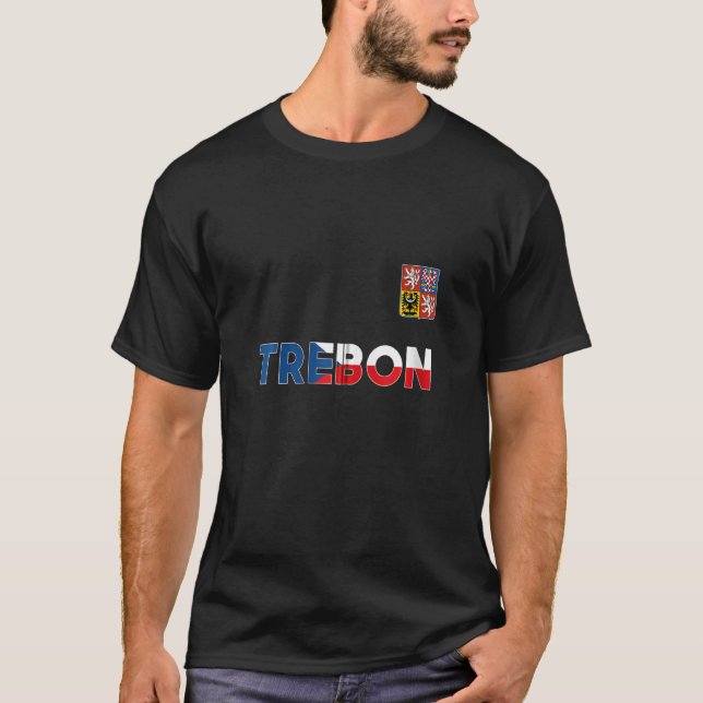 Trebon Czech Heart Flagga Lejon Jacka av Arm T Shirt (Framsida)