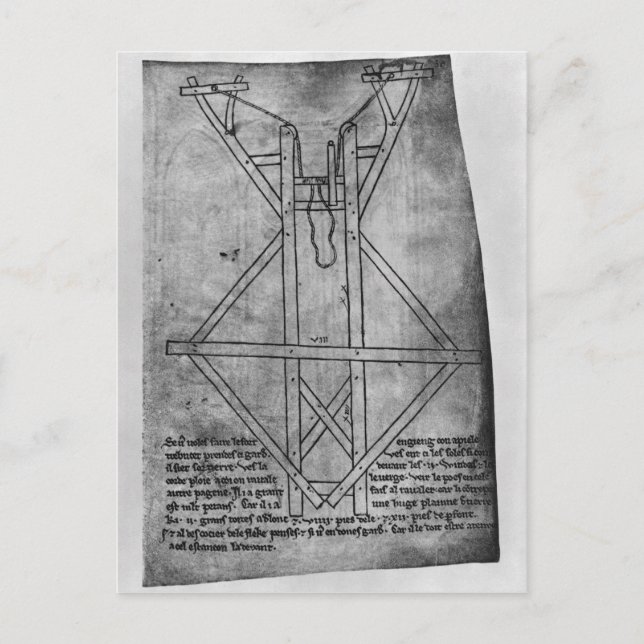 Trebuchet, maskin för att kasta pilar vykort (Framsida)