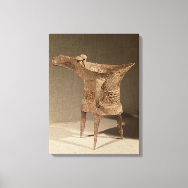 Trebult "chueh"-fartyg för uppvärmning av vin canvastryck (Framsida)