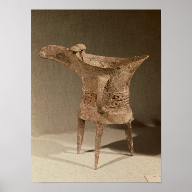 Trebult "chueh"-fartyg för uppvärmning av vin poster (Framsidan)