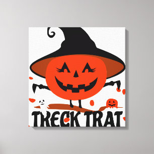 Treck Trat Pumpkin Smiling Canvastryck