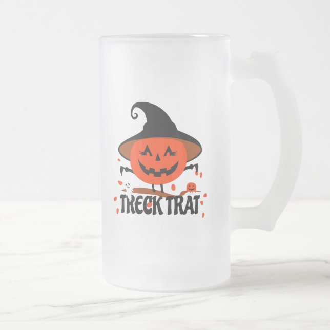 Treck Trat Pumpkin Smiling Frostat Ölglas (Höger)