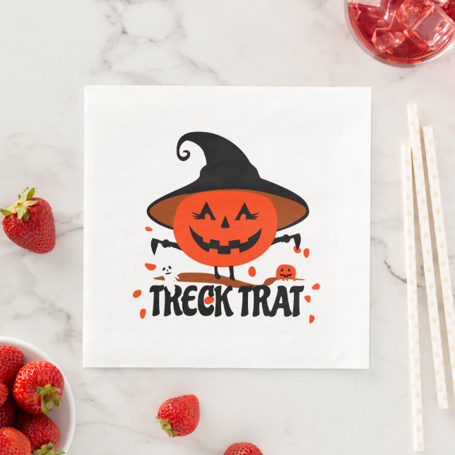 Treck Trat Pumpkin Smiling Pappersservett (Insitu)