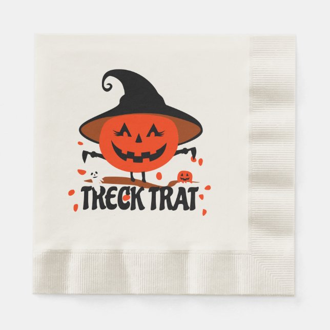 Treck Trat Pumpkin Smiling Pappersservett (Framsidan)