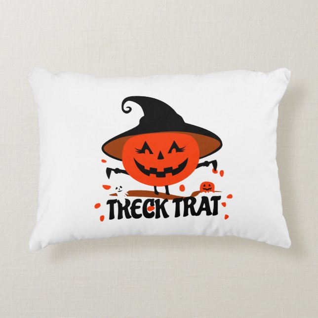 Treck Trat Pumpkin Smiling Prydnadskudde (Framsidan)