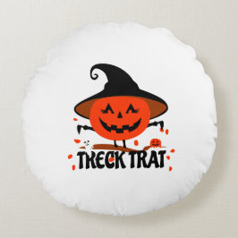 Treck Trat Pumpkin Smiling Rund Kudde