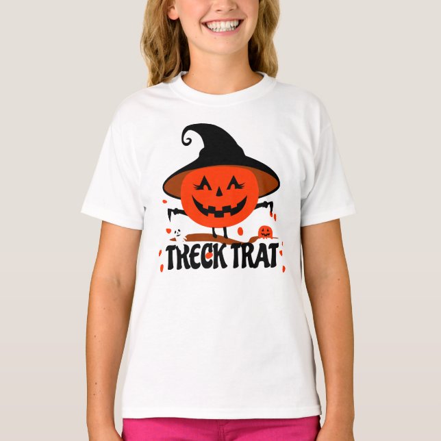 Treck Trat Pumpkin Smiling T Shirt (Framsida)