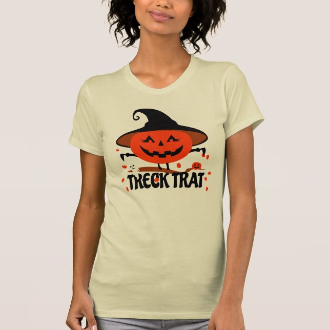 Treck Trat Pumpkin Smiling T Shirt (Framsida)