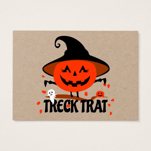 Treck Trat Pumpkin Smiling Visitkort (Baksidan)