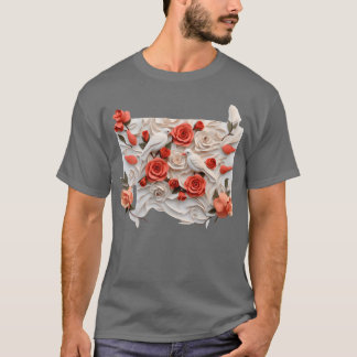 Tredimensionell ro- och fågelflicka t shirt