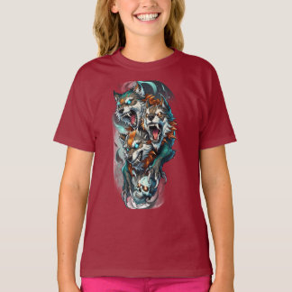 Tredimensionell Varg Girls T-Shirt - Mythic Guardi
