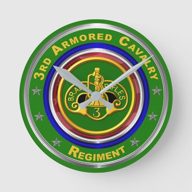 Tredje Armored Cavalry Keepsaké Rund Klocka (Framsida)