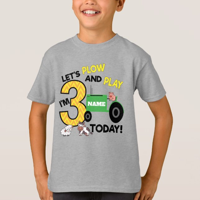 Tredje årsdagen - gårdsplan för traktorn party t shirt (Framsida)