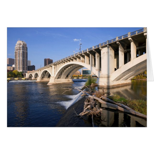 Tredje Avenue Bridge i Minneapolis Hälsningskort (Framsidan Horizontal)