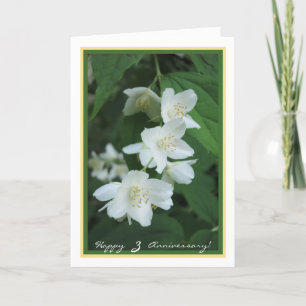 Tredje bröllopsjubileum önskar 3 Jasminblommor Kort