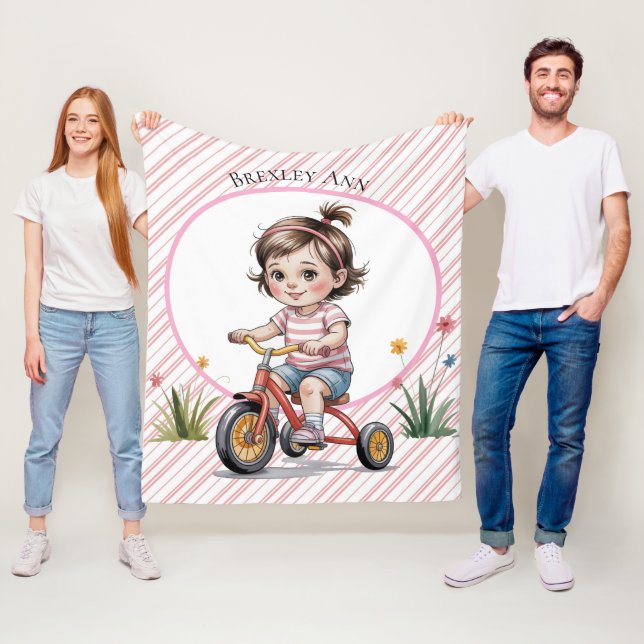 Tredje. Flickans födelsedag på en trehjuling Party Fleecefilt (På plats)