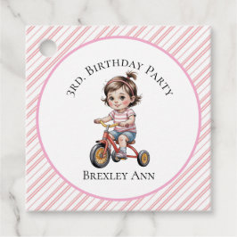 Tredje. Flickans födelsedag på en trehjuling Party Gåvor Etiketter