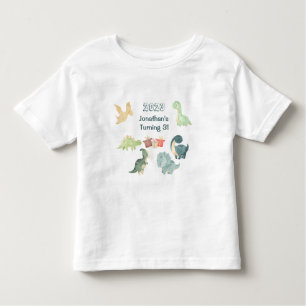 Tredje födelsedag Dinosaur Watercolor T Shirt