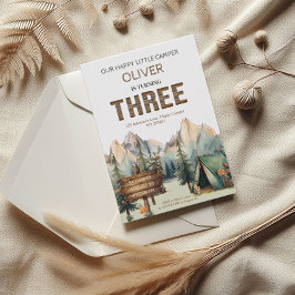 Tredje födelsedag i Rustic Äventyr Lycklig Inbjudningar