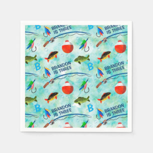 Tredje födelsedag: O-fish-ally-Fishing themed part Pappersservett