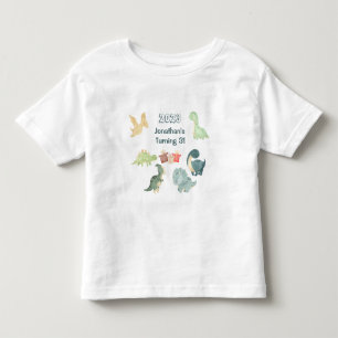 Tredje födelsedag Söt dinosaurie akvarell T Shirt