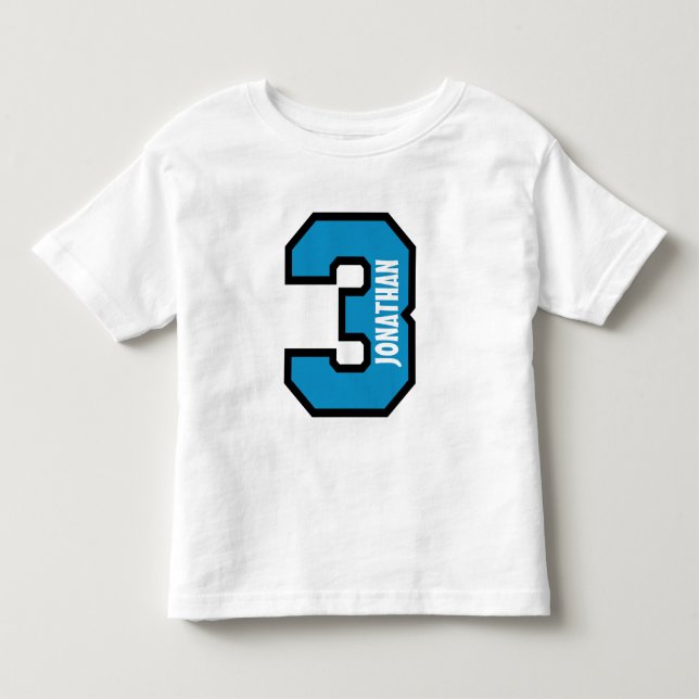 Tredje födelsedag Sports nummer tre år A01 T Shirt (Framsida)